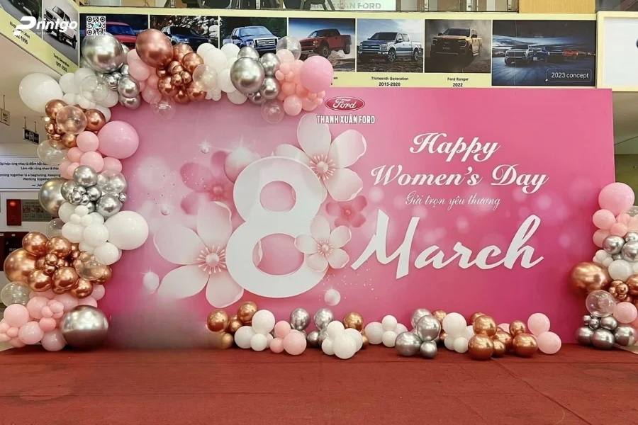 Mẫu backdrop sự kiện 8/3 đẹp dành cho doanh nghiệp