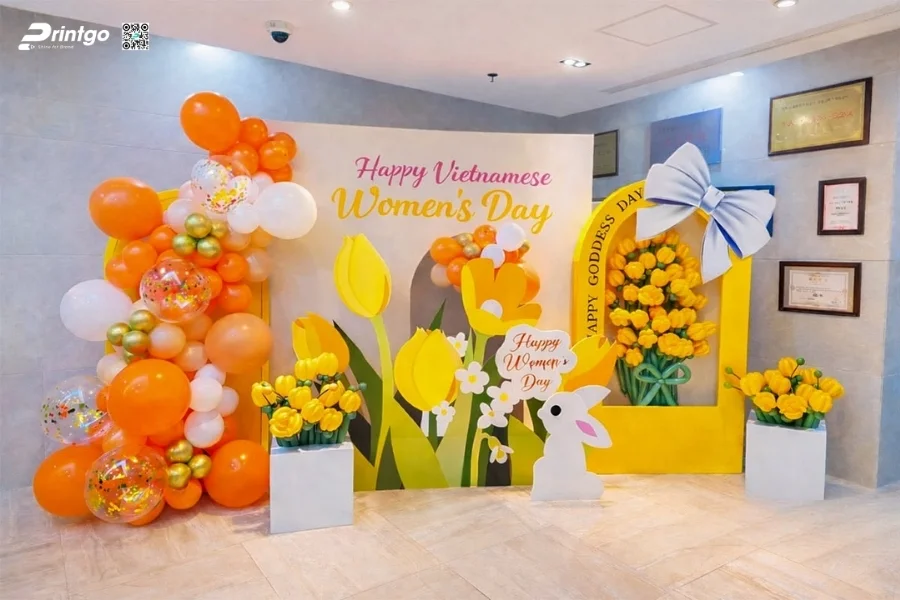 Mẫu backdrop sự kiện 8/3 độc sáng tạo nhất 2026