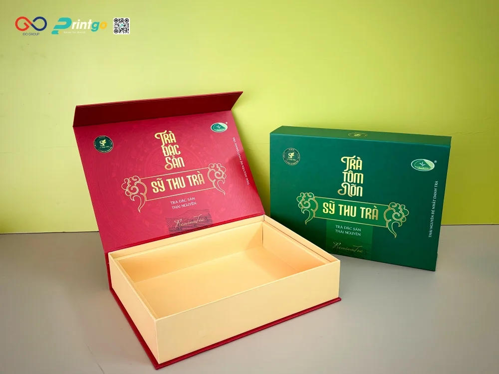 Hộp đựng trà Sỹ Thu Trà với Quy cách hộp nam châm nắp lật hiện đại và tinh tế