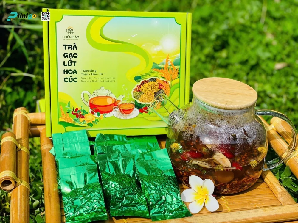 Trà gạo lứt hoa cúc trong thiết kế hộp đựng mới