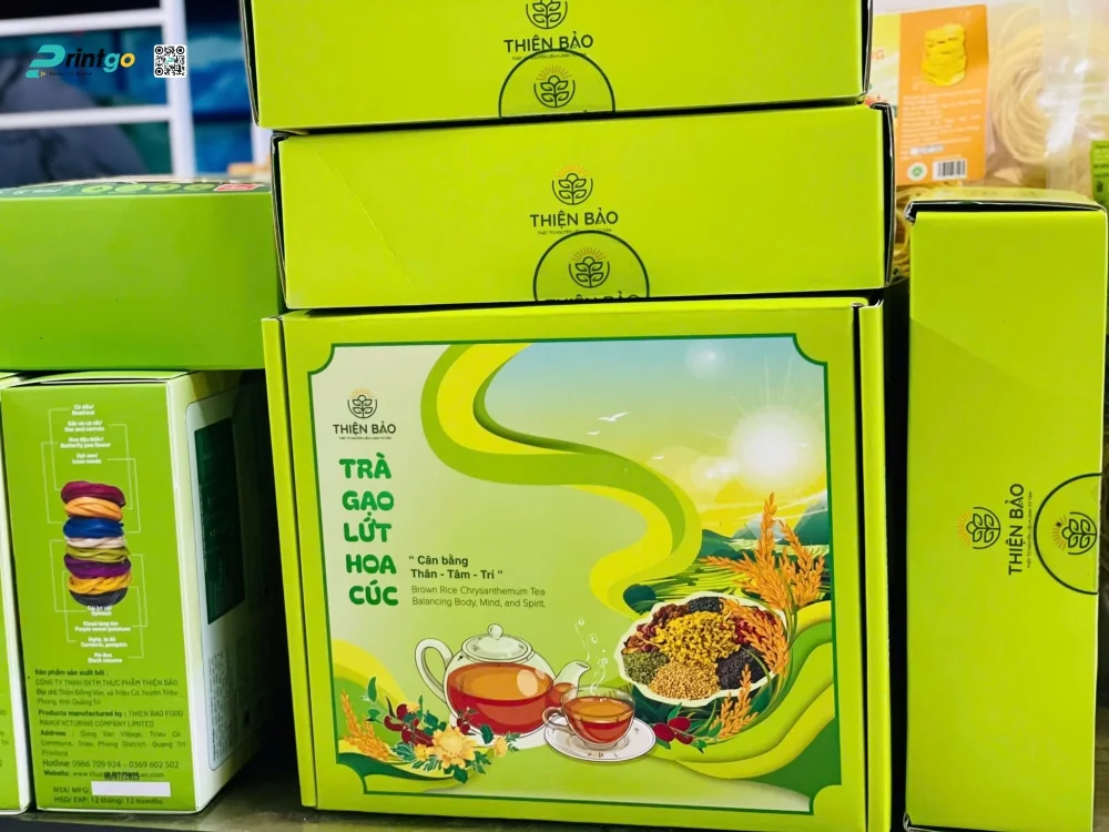 Trà gạo lứt hoa cúc trong thiết kế hộp đựng mới