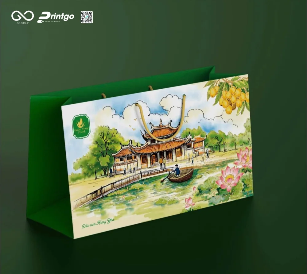 Thiết kế túi giấy tương đồng với hộp để tạo nên sự đồng bộ