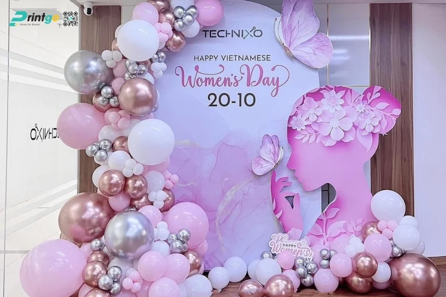 Mẫu backdrop sự kiện 8/3 đẹp dành cho doanh nghiệp