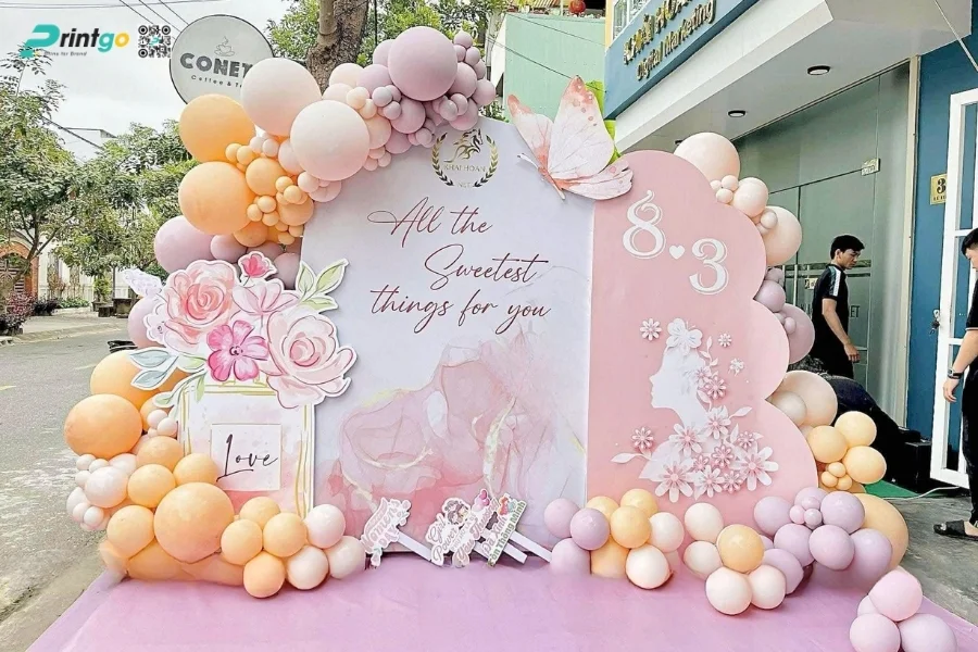 Mẫu backdrop sự kiện 8/3 đẹp dành cho doanh nghiệp
