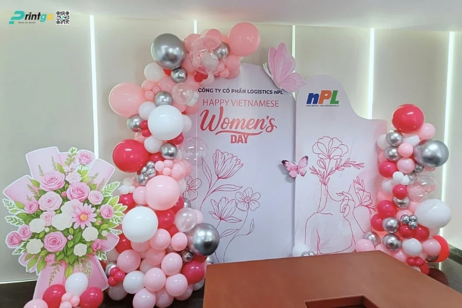 Mẫu backdrop sự kiện 8/3 đẹp dành cho doanh nghiệp