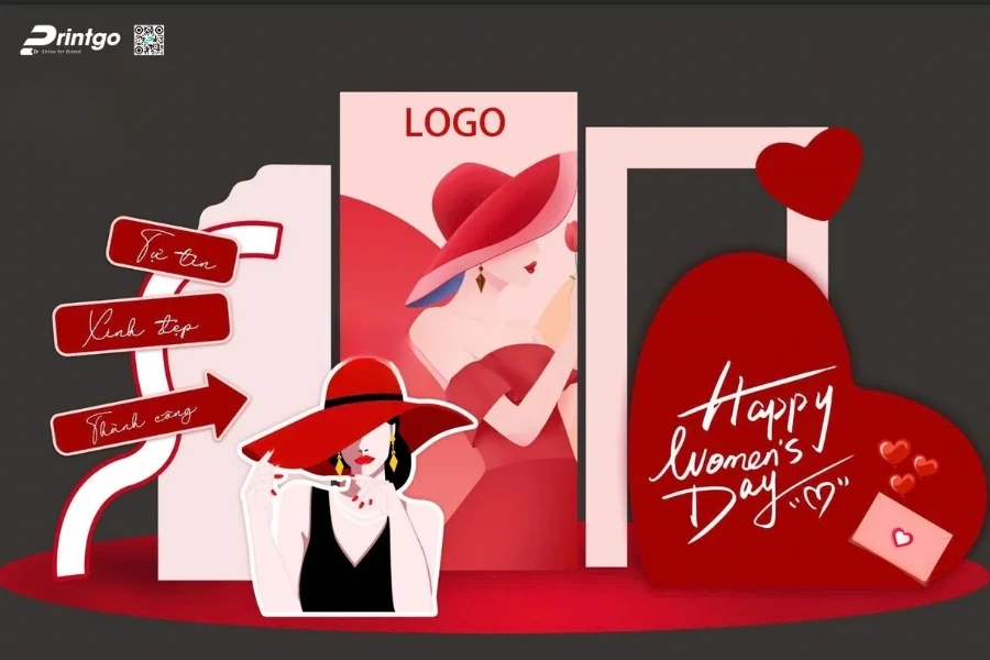 Mẫu backdrop sự kiện 8/3 Quốc tế phụ nữ 2026