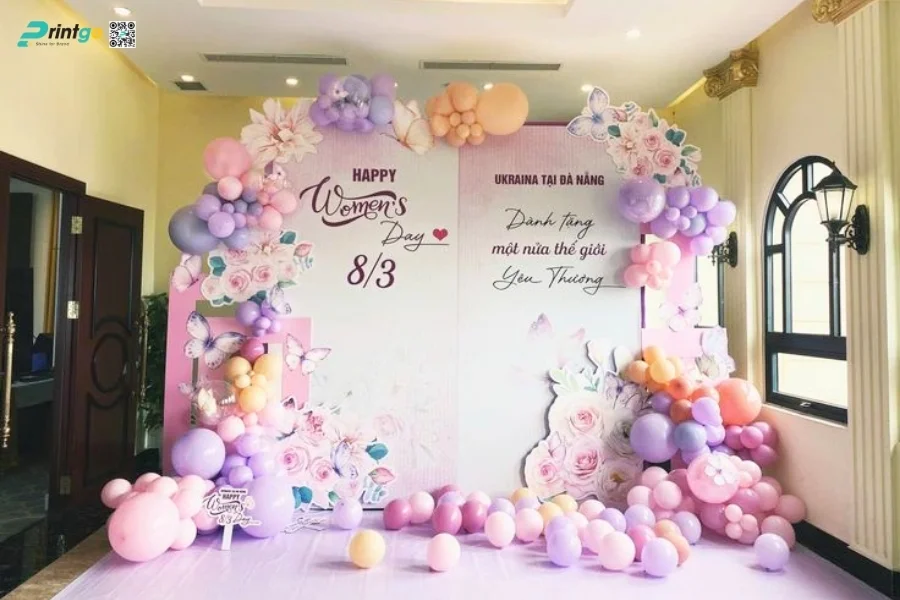 Mẫu backdrop sự kiện 8/3 độc sáng tạo nhất 2026