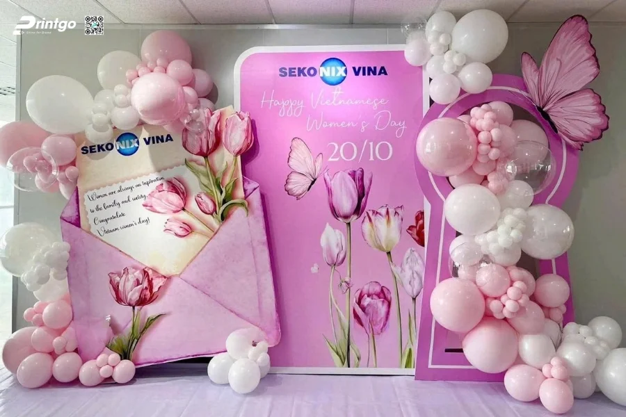 Kích thước backdrop sự kiện 8/3 tiêu chuẩn theo không gian sự kiện