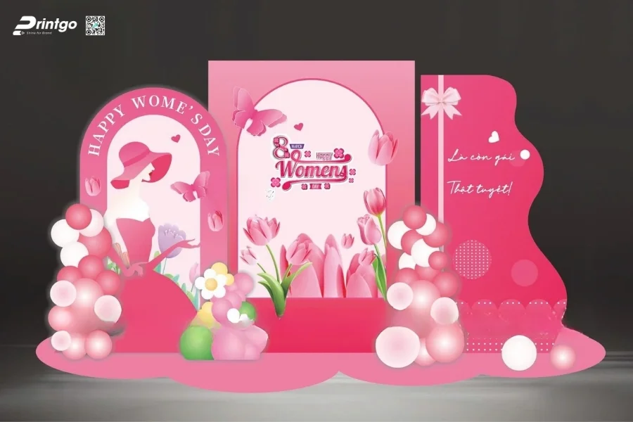 Mẫu backdrop sự kiện 8/3 Quốc tế phụ nữ 2026