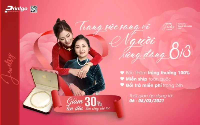 Banner ngày 8/3 kết hợp khuyến mãi bán hàng