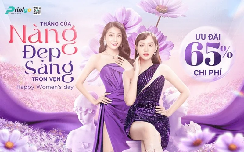 Banner ngày 8/3 kết hợp khuyến mãi bán hàng