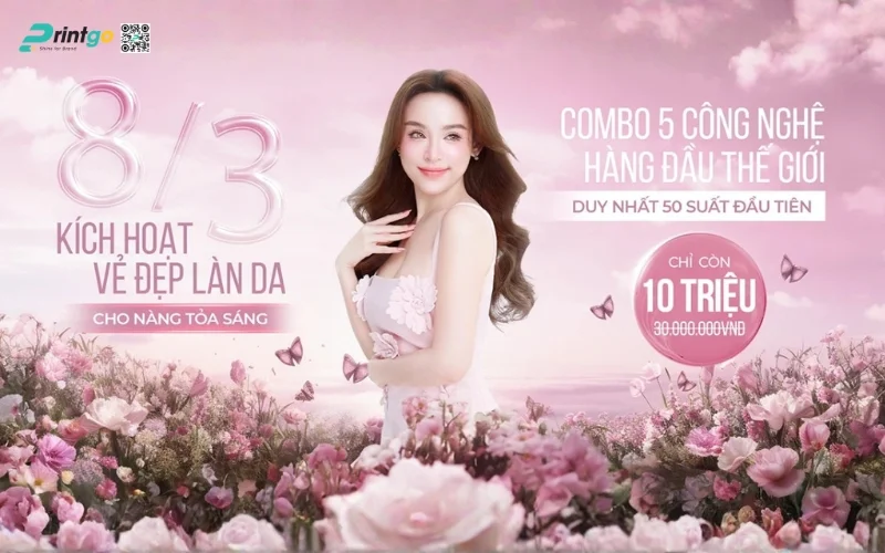 Banner ngày 8/3 kết hợp khuyến mãi bán hàng