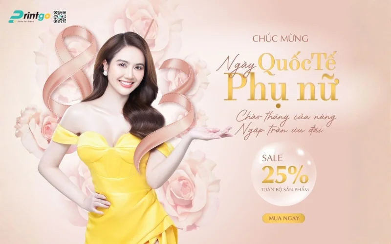 Banner ngày 8/3 kết hợp khuyến mãi bán hàng