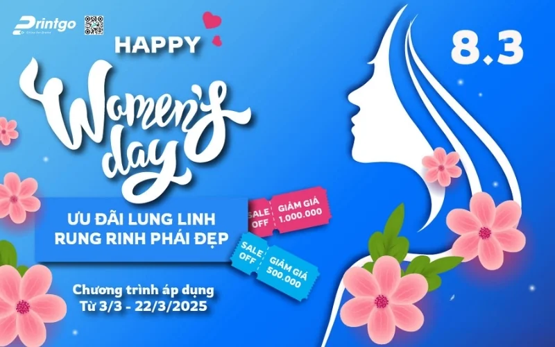 Banner ngày 8/3 kết hợp khuyến mãi bán hàng