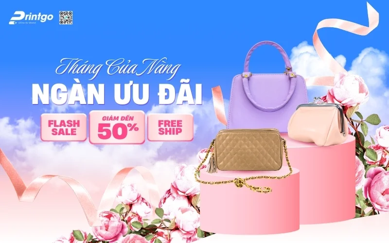 Banner ngày 8/3 kết hợp khuyến mãi bán hàng