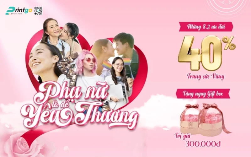 Banner ngày 8/3 kết hợp khuyến mãi bán hàng
