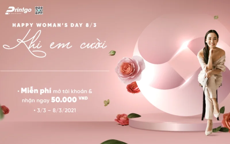 Banner ngày 8/3 kết hợp khuyến mãi bán hàng