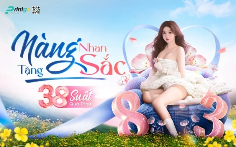 Banner ngày 8/3 kết hợp khuyến mãi bán hàng