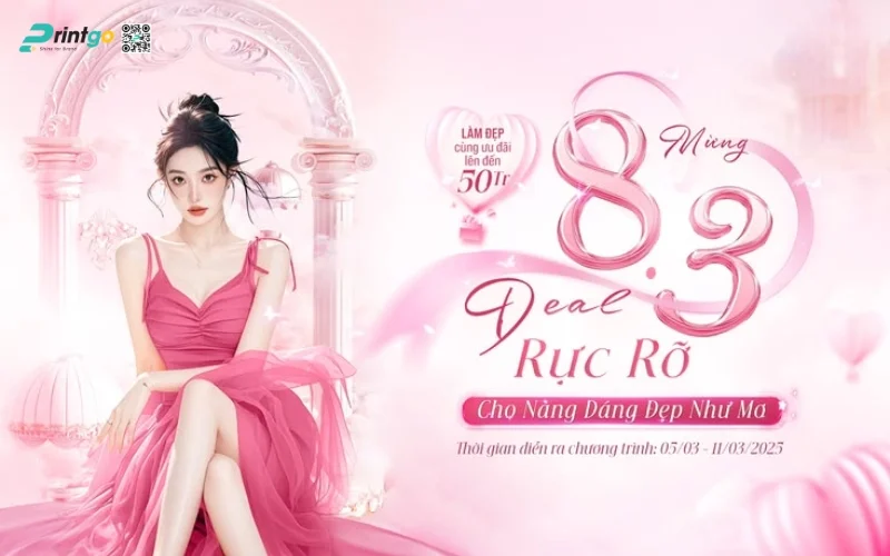 Banner ngày 8/3 kết hợp khuyến mãi bán hàng