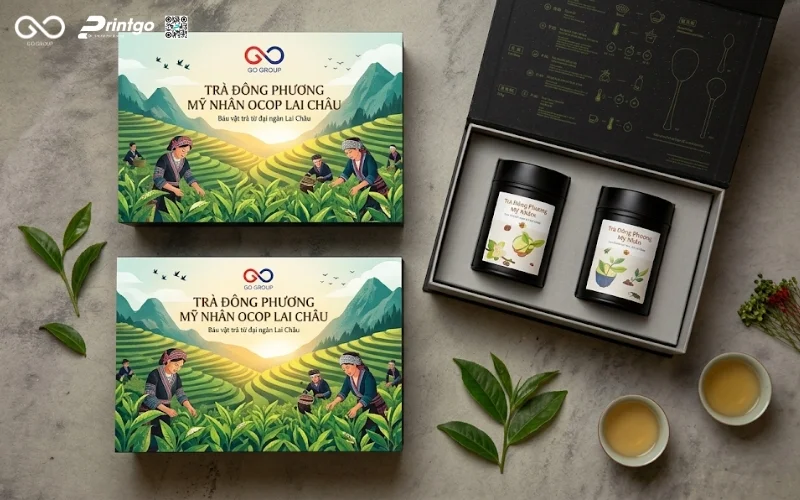 Mẫu hộp trà Đông Phương Mỹ Nhân Lai Châu cải tiến