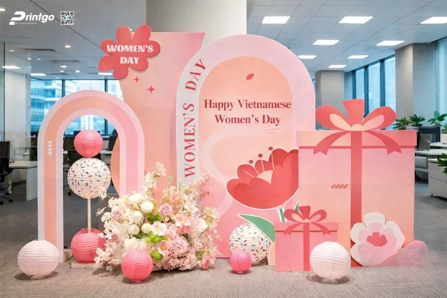 Mẫu backdrop sự kiện 8/3 đẹp dành cho doanh nghiệp