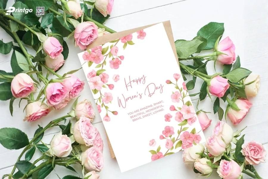 Mẫu thiệp in kèm thư chúc 8/3 khách hàng ấn tượng nhất