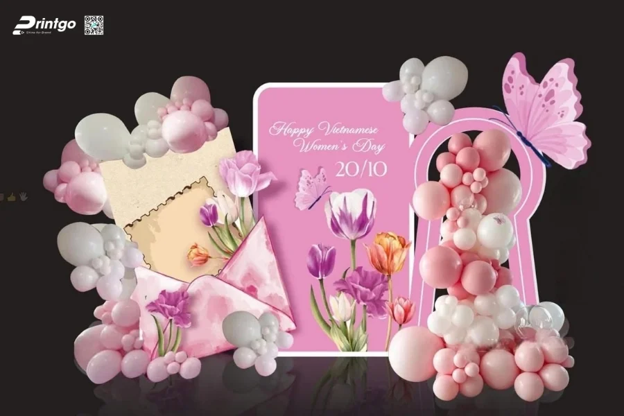 Mẫu backdrop sự kiện 8/3 Quốc tế phụ nữ 2026