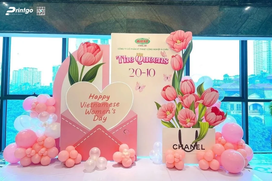 Mẫu backdrop sự kiện 8/3 đẹp dành cho doanh nghiệp