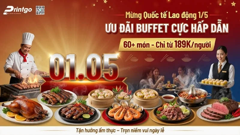 Mẫu banner 1/5 quốc tế lao động cho ngành F&B