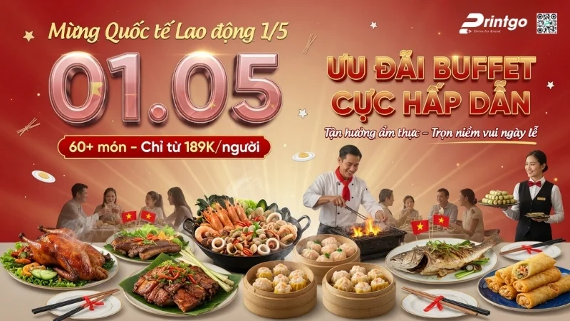 Mẫu banner 1/5 quốc tế lao động cho ngành F&B