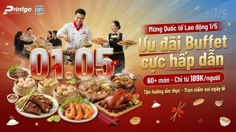 Mẫu banner 1/5 quốc tế lao động cho ngành F&B