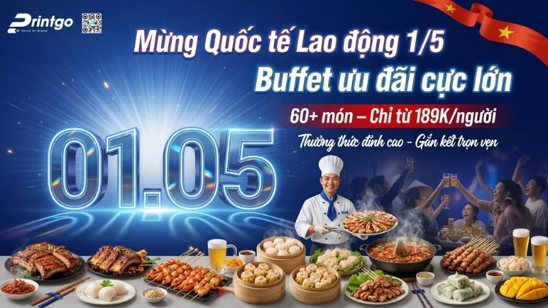 Mẫu banner 1/5 quốc tế lao động cho ngành F&B
