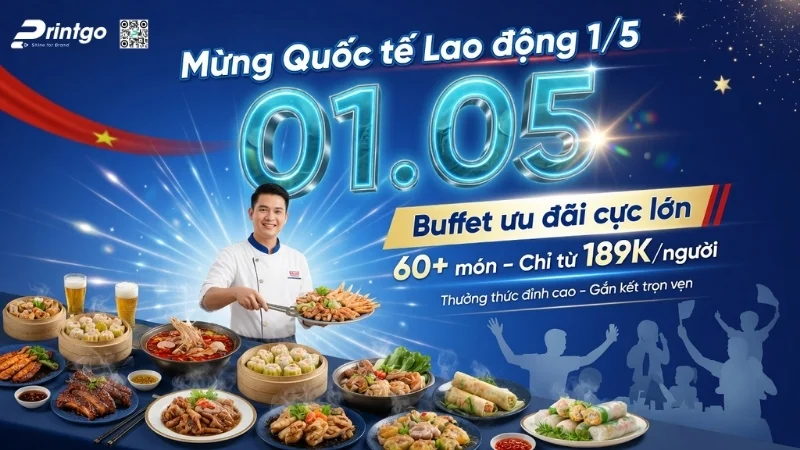Mẫu banner 1/5 quốc tế lao động cho ngành F&B