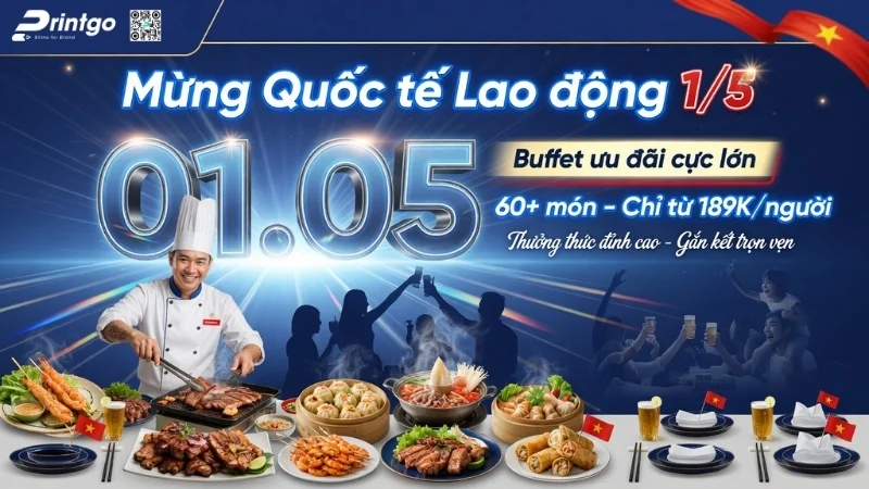 Mẫu banner 1/5 quốc tế lao động cho ngành F&B