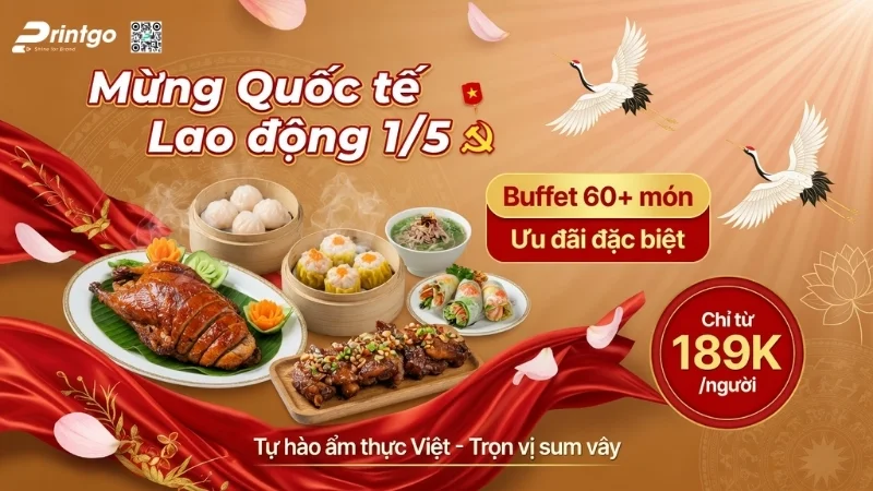 Mẫu banner 1/5 quốc tế lao động cho ngành F&B