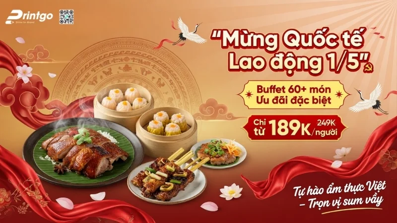 Mẫu banner 1/5 quốc tế lao động cho ngành F&B