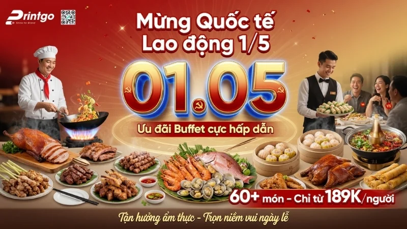 Mẫu banner 1/5 quốc tế lao động cho ngành F&B