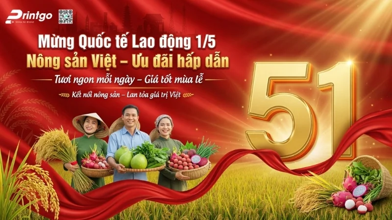 Mẫu banner 1/5 quốc tế lao động cho ngành nông sản