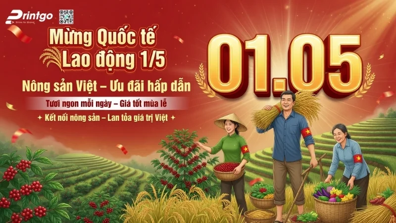 Mẫu banner 1/5 quốc tế lao động cho ngành nông sản