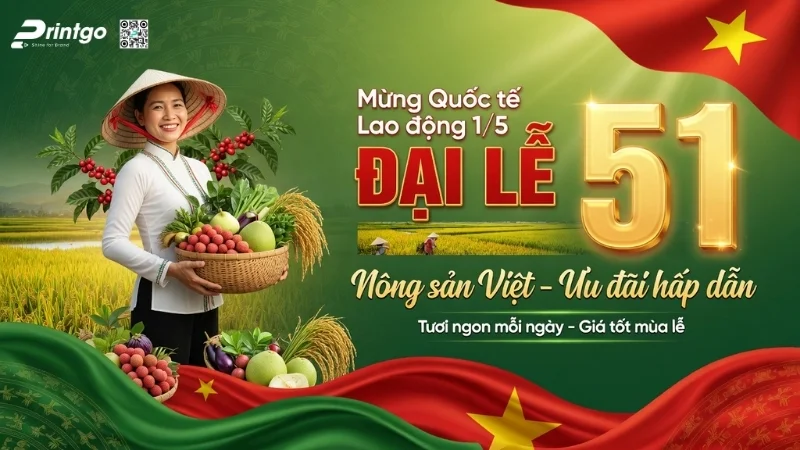 Mẫu banner 1/5 quốc tế lao động cho ngành nông sản