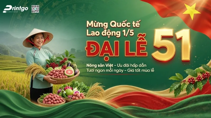 Mẫu banner 1/5 quốc tế lao động cho ngành nông sản