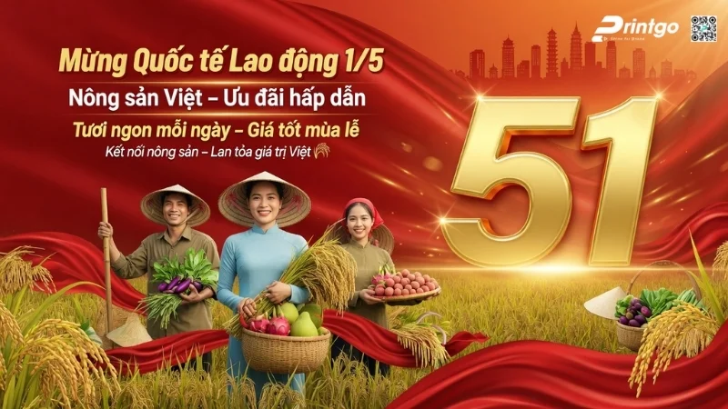 Mẫu banner 1/5 quốc tế lao động cho ngành nông sản