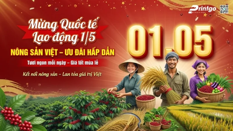 Mẫu banner 1/5 quốc tế lao động cho ngành nông sản