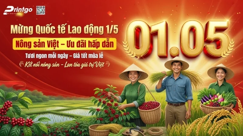 Mẫu banner 1/5 quốc tế lao động cho ngành nông sản