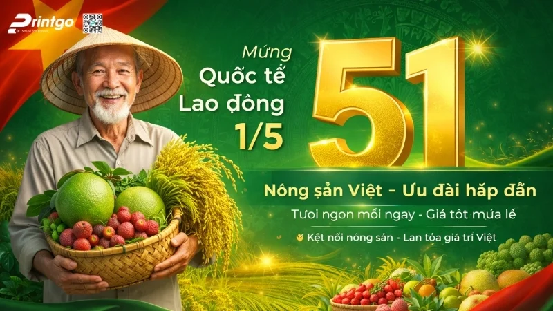 Mẫu banner 1/5 quốc tế lao động cho ngành nông sản