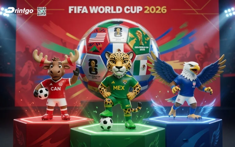 Mẫu banner 3 linh vật World Cup 2026