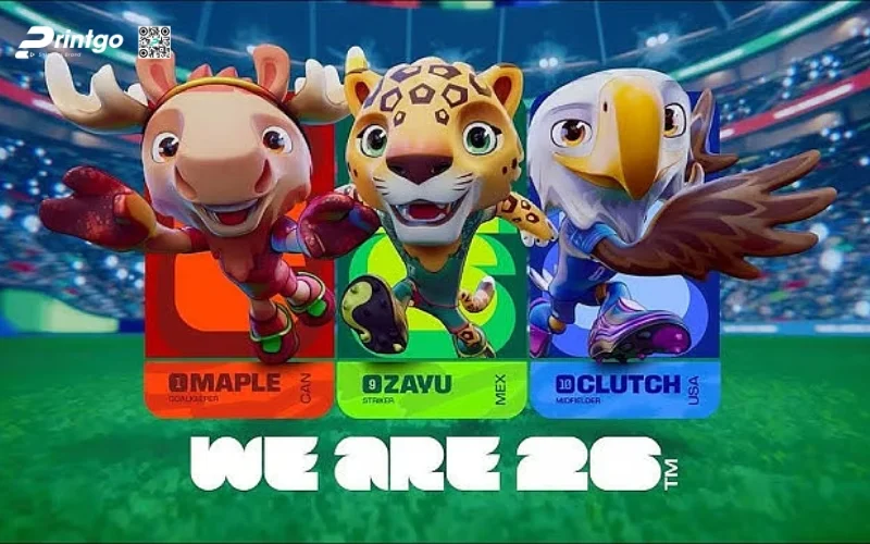 Mẫu banner 3 linh vật World Cup 2026