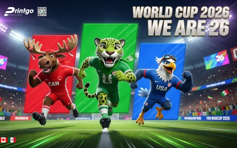 Mẫu banner 3 linh vật World Cup 2026
