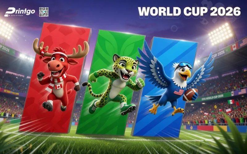 Mẫu banner 3 linh vật World Cup 2026