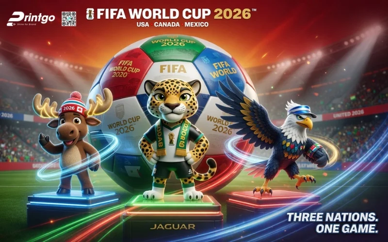 Mẫu banner 3 linh vật World Cup 2026